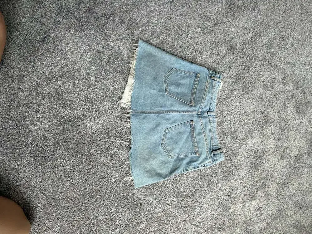 & Other Stories Paris Atelier Two-Toned Raw Hem Denim Mini Skirt